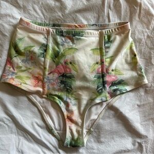Vintage American Apparel Swim Floral Flamingo High Waisted Bikini Bottom